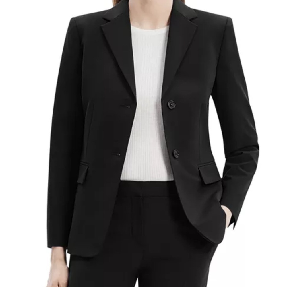 Theory Black Single Breasted Slim Fit Blazer/sz 8.Comes with trousers/sz 6.